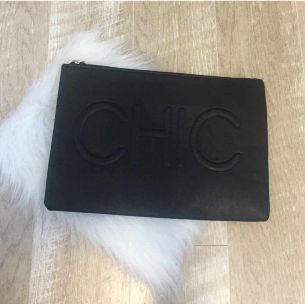 Oversized Black Clutch Wristlet